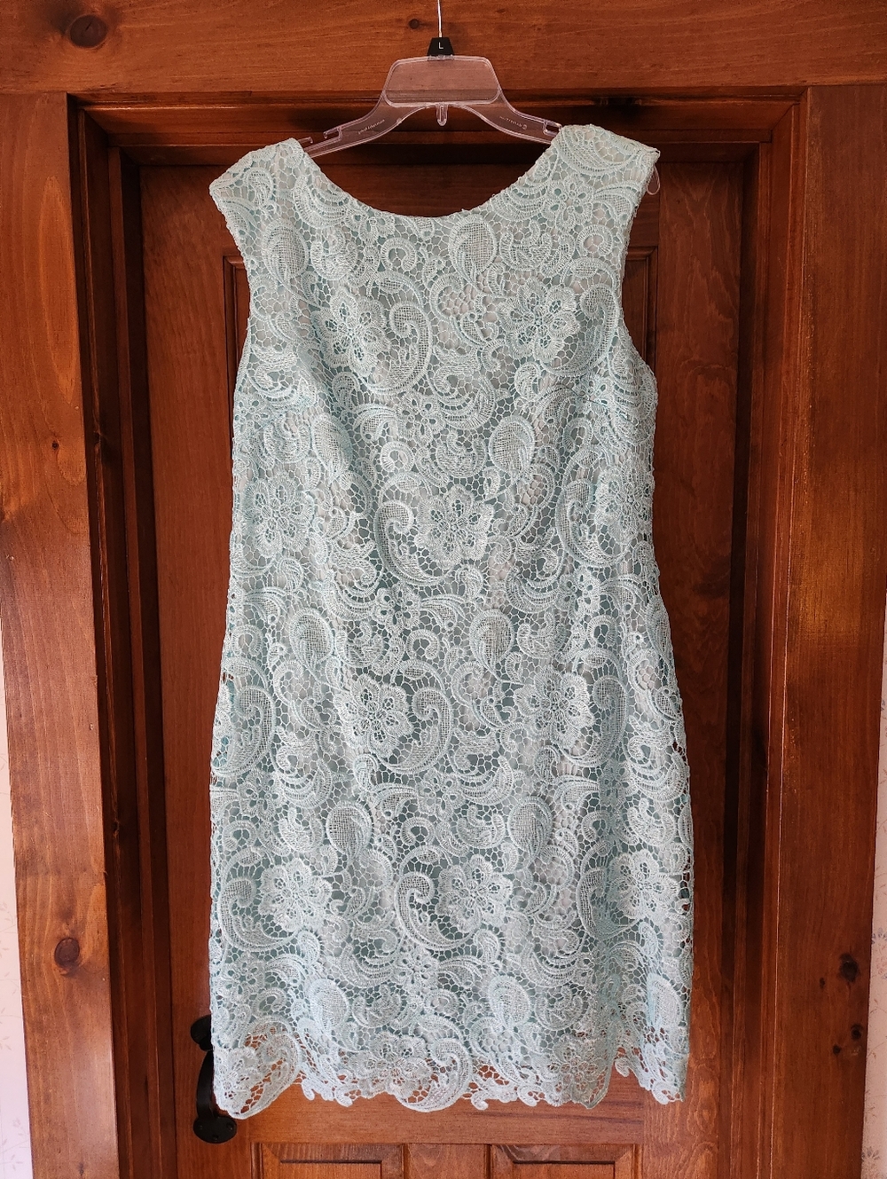Jessica Howard Sleeveless Light Blue Lace Dress Summer Wedding Bridal Size 14